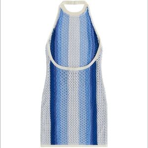 Striped Blue and White Knit Halter Top